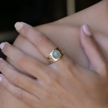 Statement Ring,Thick Gold Ring,Women 14k Gold Rings,Fashion Jewelry,Aquamarine Ring,Gemstone Rings,Vintage Rings, oval gemstone ring, lotus